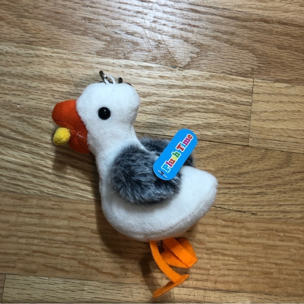 Seagull Plush Keychain Noise Making White Bird